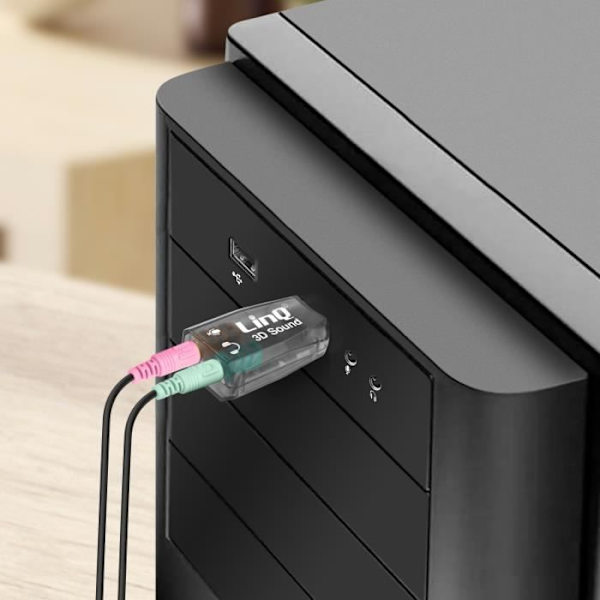 Ulkoinen äänikortti - LINQ - USB 2x 3,5 mm:n liittimeen - 5.1 Surround - Kompakti - Äänikortin vaihto
