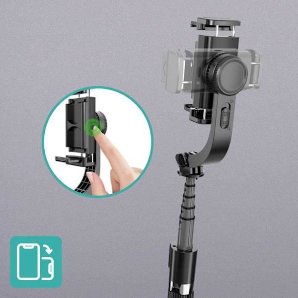Perche Stabilisateur Smartphone - AVIZAR - Indbygget stativ - Bluetooth fjernbetjening - Sort