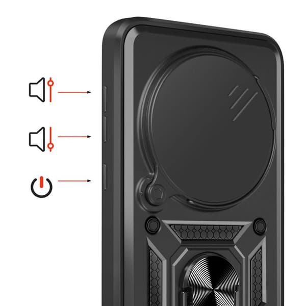 Cover til Honor Magic 8 Lite med skydelåg til kamera og magnetring Mayaxess Sort Svart