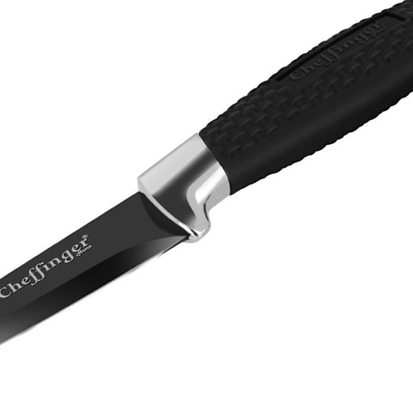 Knivsæt - Cheffinger - 6 stykker - Rustfrit stål - Magnetisk æske - Sort Svart