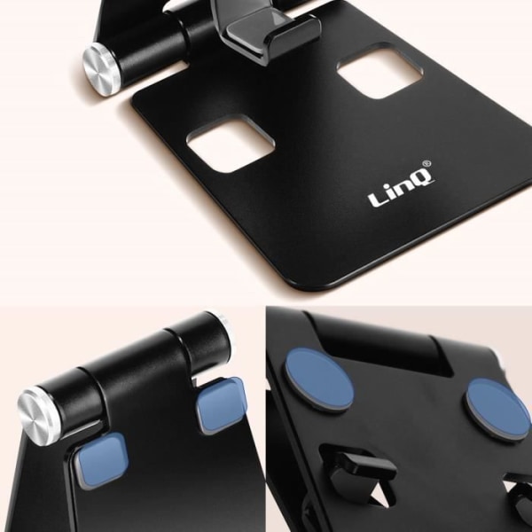 LinQ Mini Foldbar Sort Skrivebordsholder til Smartphone, Ultra Compact Svart