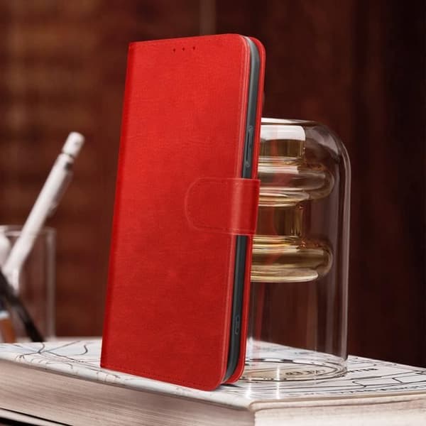 iPhone 14 Pro Case Flip Wallet Video Support Function Punainen Röd
