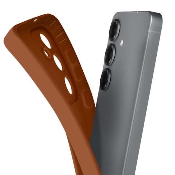 Silikonskal för Samsung Galaxy S25 Plus, mjuk, med skydd för kamerablock, brun kastanj