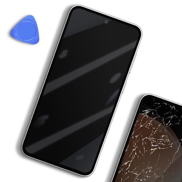 Täydellinen yksikkö Galaxy S23 FE LCD + kosketusnäyttö + virallinen Samsung valkoinen kotelo Vit