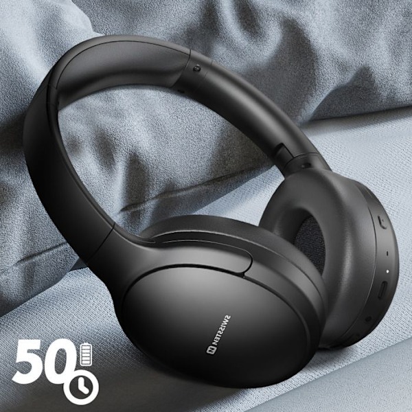 Bluetooth ANC Päävesikestävä IP44 Taivutettava Niskatuellinen Kuulokkeet Swissten Musta