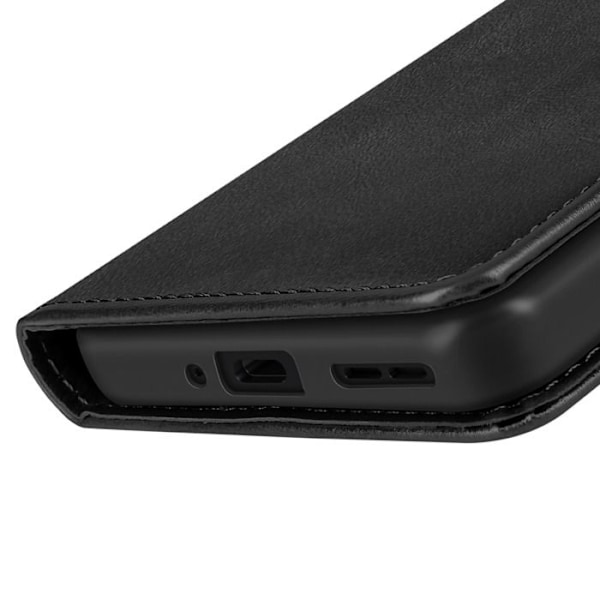 Étui til Oppo Reno 13 F og 13 FS med håndledsrem, klap, støtte, tegnebog, sort Svart