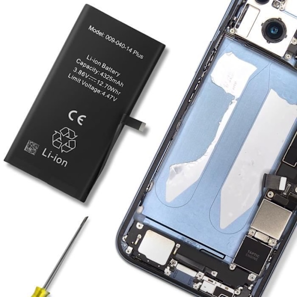 Internt batteri til Apple iPhone 14 Plus 4325mAh Integreret TI-chip Sort Svart