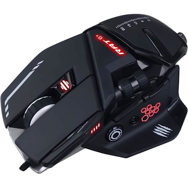 Mad Catz Rat 6+ USB Wired Gamer Mus - Ergonomisk mus 11 programmerbara knappar - Pixart3360 12000 DPI optisk sensor - sur