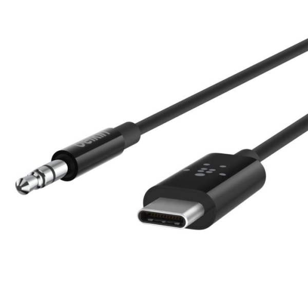 USB-C til 3,5 mm jack-lydkabel Højkvalitetslyd 90 cm Belkin Sort