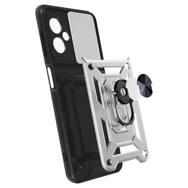 Kotelo - AVIZAR - Xiaomi Redmi Note 12 5G - Iskunkestävä - Rengasvideotuki - Hopea Pengar