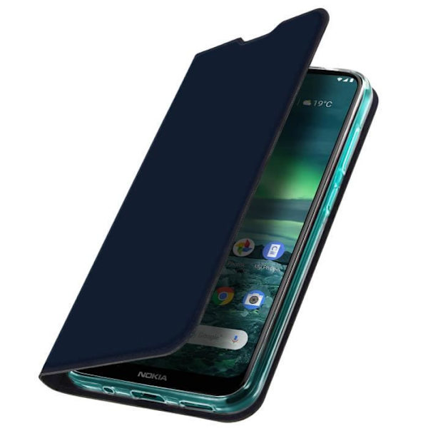 Étui Folio - DUX DUCIS - Nokia 2.3 - Eco-läder - Videostöd - Kortfack - Mörkblå Nattblått