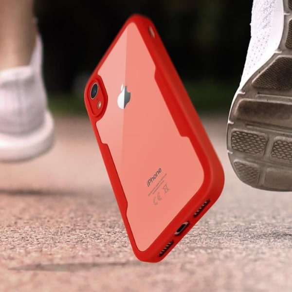 iPhone XR fodral Baksida Plexiglas Fram Polymer Förstärkta hörn Röd kontur Röd