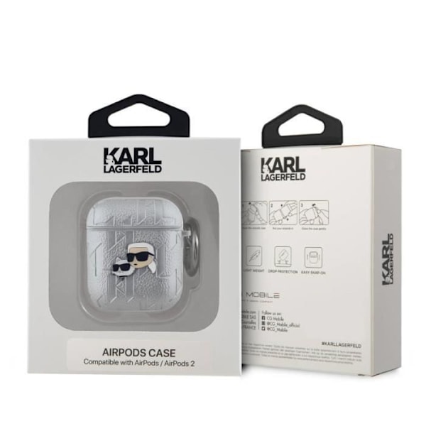 Coque til AirPods 1/2 med Karl og Choupette Prægning Karl Lagerfeld Sølv Grå