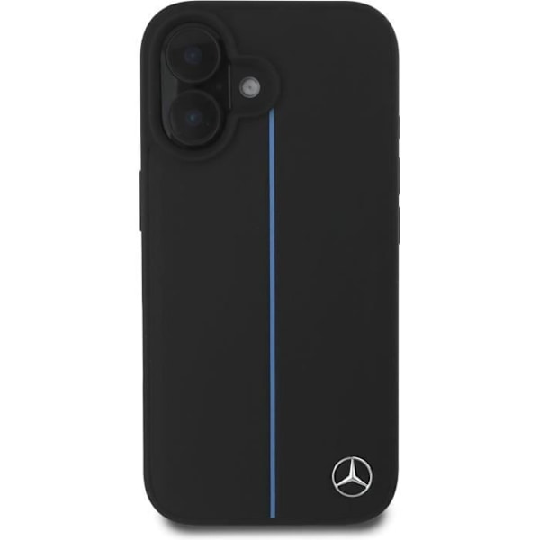CG Mobile Mercedes-Benz HC telefonetui til iPhone 16 i blåt læder med sort linje Blå