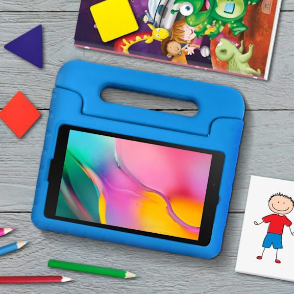 Coque - Samsung - Galaxy Tab A 8.0 2019 - Stötbeständig Skydd - Inbyggt Handtag - Barn Blå Blå