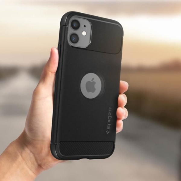 iPhone 11 etui - Spigen - Robust rustning - Stødsikker Silikone Black Carbon Finish Svart