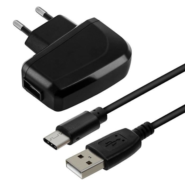 Laturi - Bluestar - 2A sovitin - USB Type C - 1m - Musta Svart