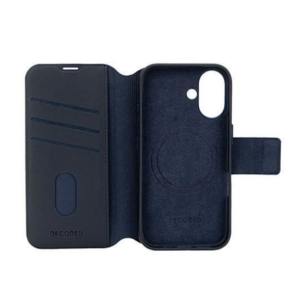 iPhone 16 Pro-fodral - Decoded - MagSafe - Full-grain läder - Semi-stivt - Blå Blå