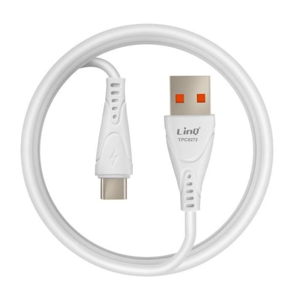 USB-kabel till USB-C - LinQ - 1m - Snabbladdning 3A - Synchronisering - Vit silikon Vit