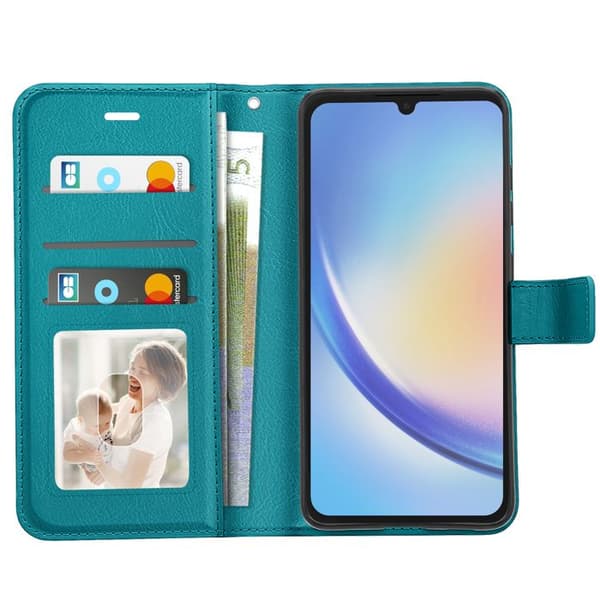 Pungetui til Galaxy A34 5G med videostøtte og håndledsrem Mayaxess Turkis Blå