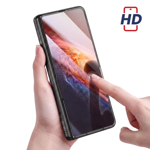 Helcover til Honor Magic V6 med støtte-ring og sort hærdet glas Svart