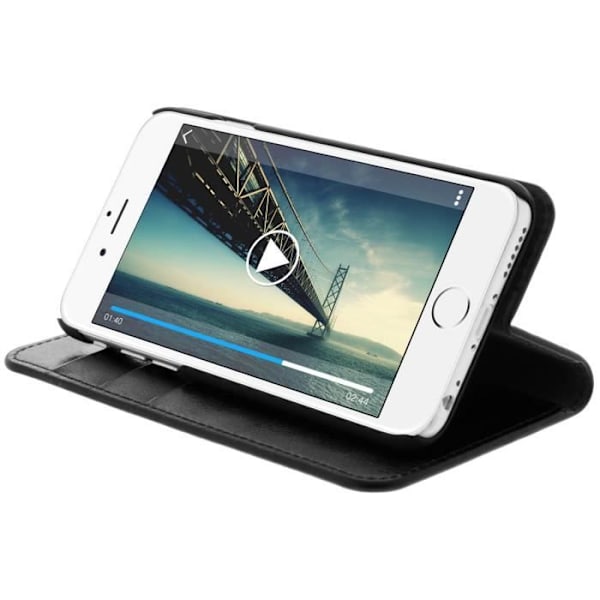 iPhone 6/6s-fodral - Äkta läder - Svart - Hårda skal - Fack för kort - Ställfunktion Svart