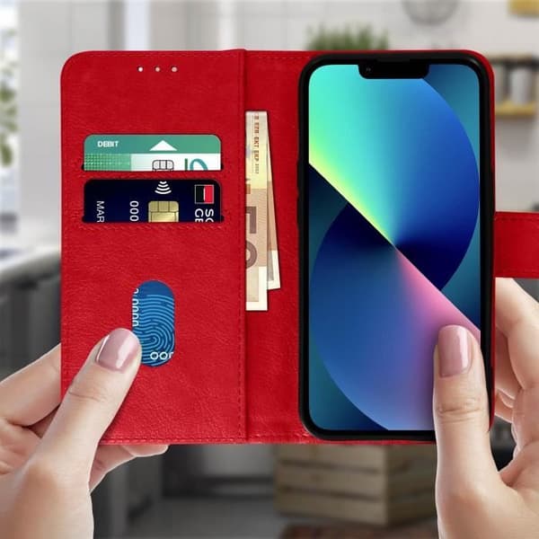 Kuori - Apple - iPhone 13 - Punainen - Lompakko - Videotuki Röd