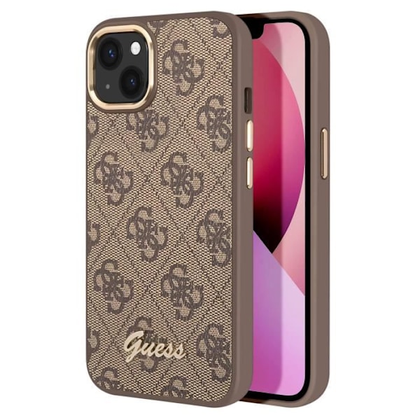 Coque MagSafe för iPhone 13 Elegant Metallplatta Guess Brun kastanj