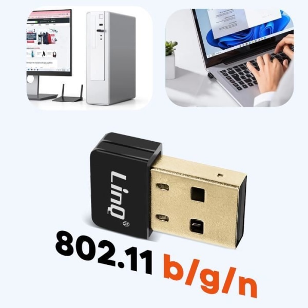 USB WiFi nøgle - LINQ - Ultra-kompakt - 150 Mbps - Sort