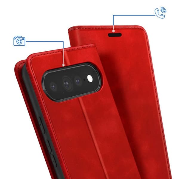 Pungetui til Google Pixel 11 Pro XL i Suede Effekt med Rød Støtte Röd