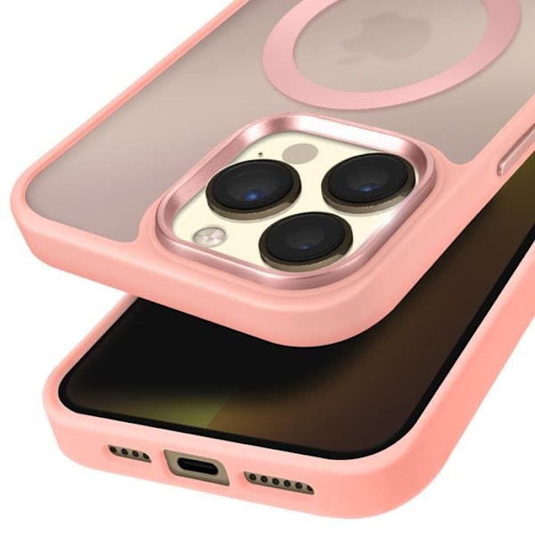 Coque MagSafe för iPhone 13 Pro Matt Frostad Bakgrund Rosa Kant Rosa