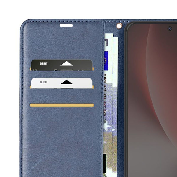 Retro Wallet Case til Honor Magic 8 Lite med Støtte Mørkeblå Blå