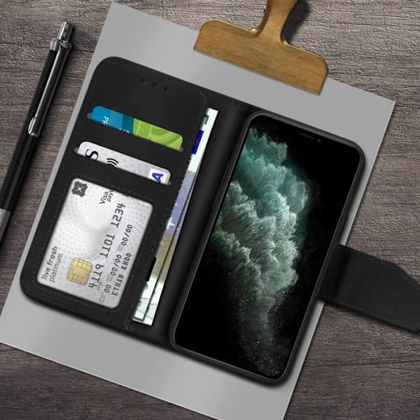AVIZAR Læder Premium Pungetui til iPhone 11 Pro Max med Stativfunktion Sort
