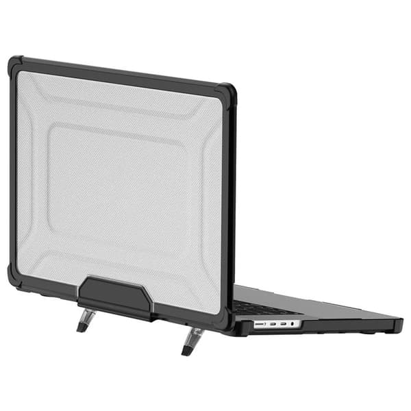 Cover til MacBook Pro 16" - AVIZAR - Stødabsorberende Hård - Foldbar Støtte - Sort - Bimateriale Svart