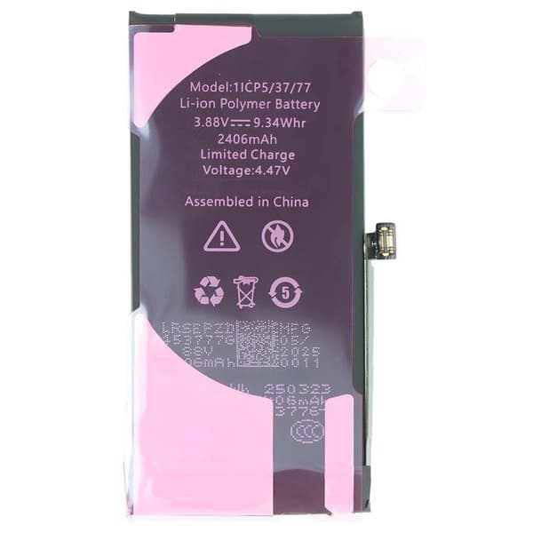 Diagnostisk batteri til iPhone 13 Mini Li-Polymer 3,88V 2406mAh 9,3Wh Sort Svart