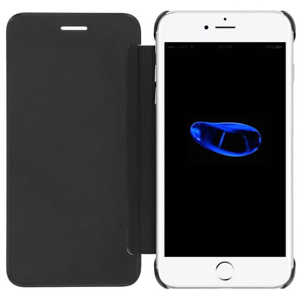 Svart Mirror Folio Fodral Skal iPhone 7 Plus / iPhone 8 Plus Genomskinlig flik Svart