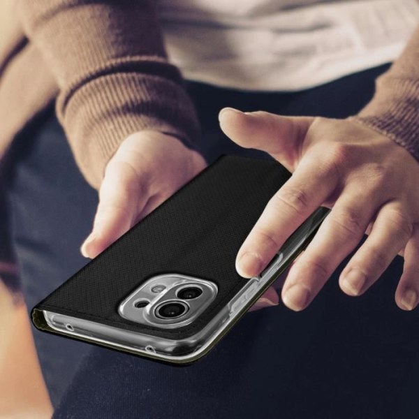 Etui - Xiaomi - Mi 11 Lite / Mi 11 Lite 5G - Øko-læder - Sort - Klapstøtte Svart