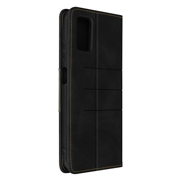 Samsung Galaxy A03s AVIZAR Case - Blødt og silkeagtigt imiteret læder - Sort - Stødsikker og anti-ridse - Videosupport Svart