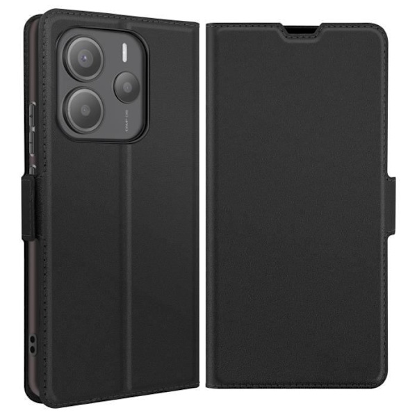 Etui til Redmi Note 14 5G, kortslot, magnetisk flap, sort Svart