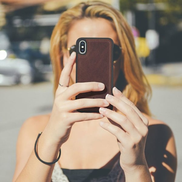 Coque til Apple iPhone X / XS Hård Beskyttelse Ægte Læder Akashi Brun kastanj