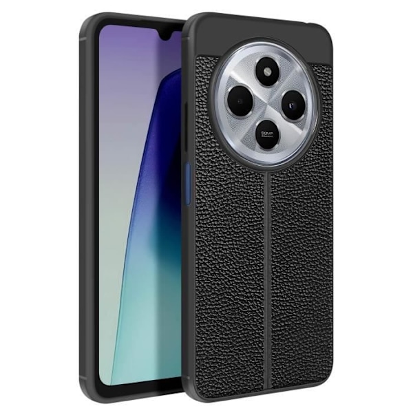 Cover til Xiaomi Redmi 14C Silikone Læder Effekt Prægning Sort Svart