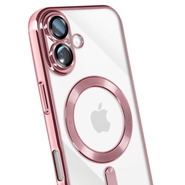 MagSafe-skal til iPhone 17 i silikone med rosa kromkant Ros