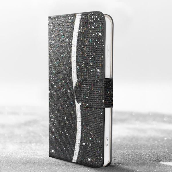 Kotelo Samsung Galaxy S23 Glitter Disco Lompakkoteline Video Black Svart