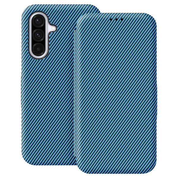 Fodral för Galaxy A37 Kolfiber Effekt med RFID-skyddande kortfack Blå Blå