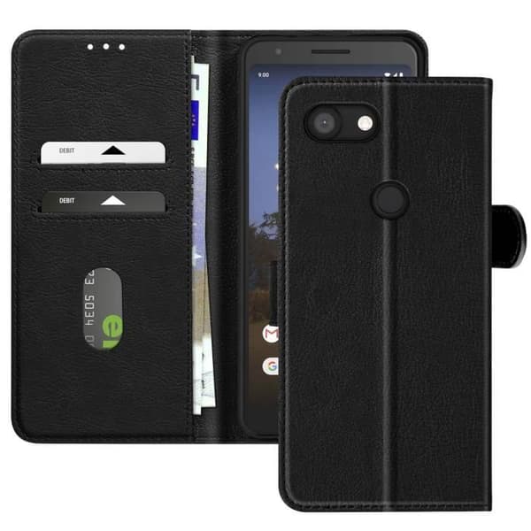 Smartphoneetui - Google - Pixel 3a - Sort - Tegnebog - Video Støtte Svart