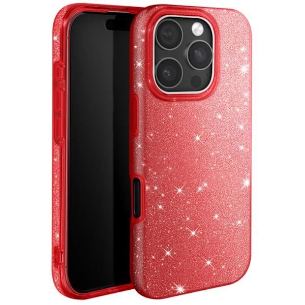 Glittrande Chockbeständig Skal för iPhone 16 Pro Max Röd Röd