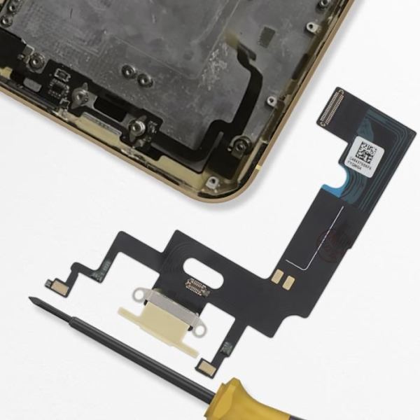 Lightning Laddningskontakt - AVIZAR - iPhone XR - Guld - CE och RoHS-kompatibel - Kabelansluten Gul