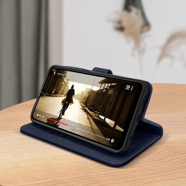 Etui - Samsung - Galaxy A32 5G - Skydd - Kortfack - Videostöd - Mörkblå Midnattsblå