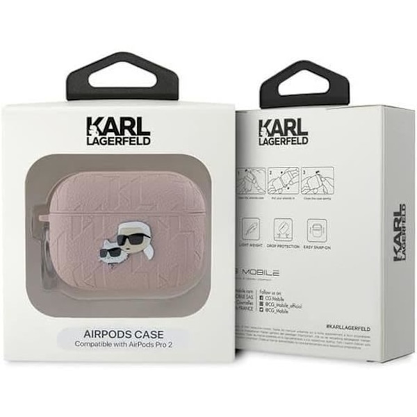 Coque AirPods Pro 2 - Karl Lagerfeld - Karl & Choupette - Ekoskinn - Rosa - Semi-rigid Rosa