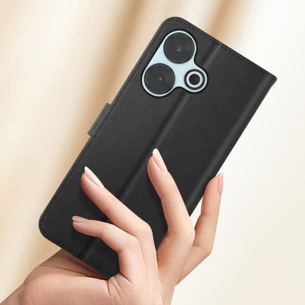 Taske til Xiaomi Redmi 13 - AVIZAR - Wallet Flip og Video Support - Sort Svart